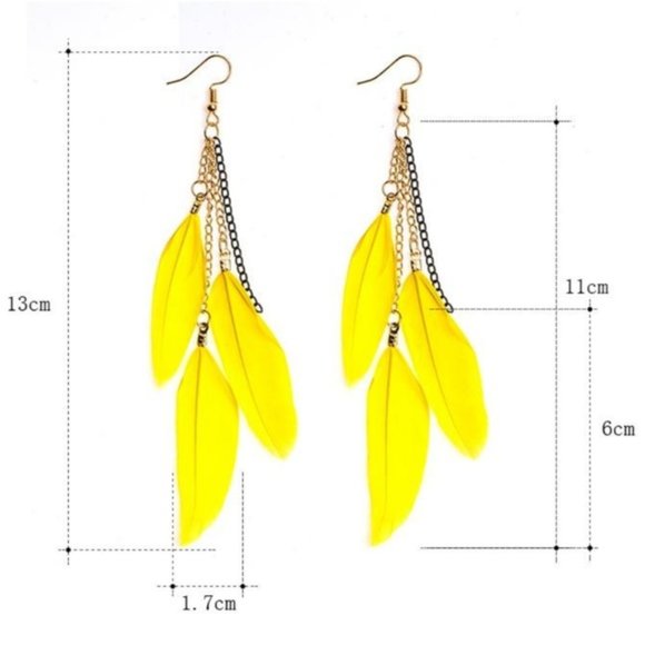 Tangerine Feather Drop Earrings - Picture 2 of 2